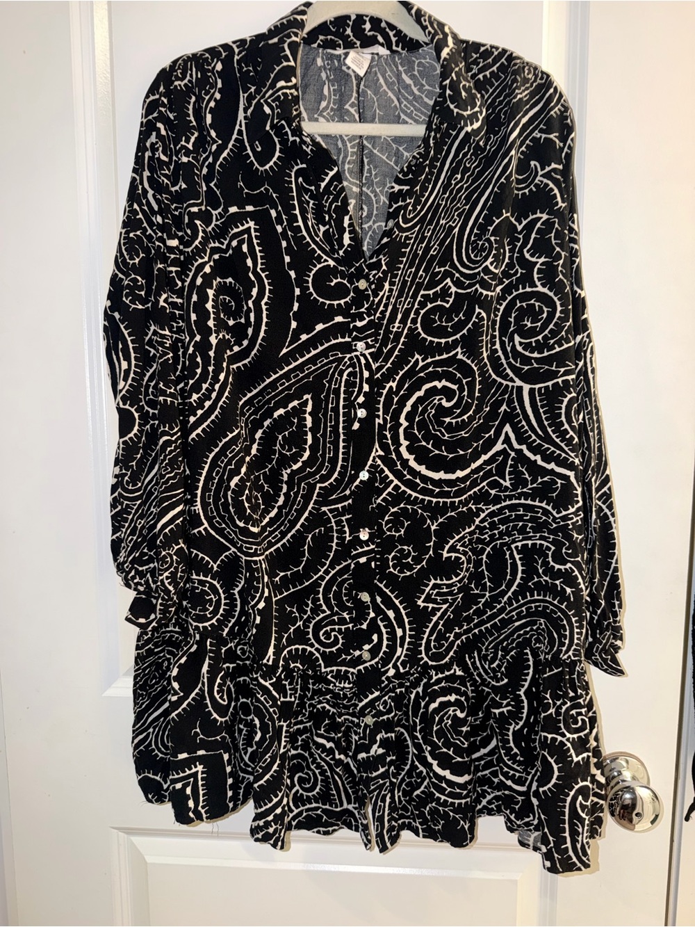 H&M Black Tunic with Cream Paisley Print